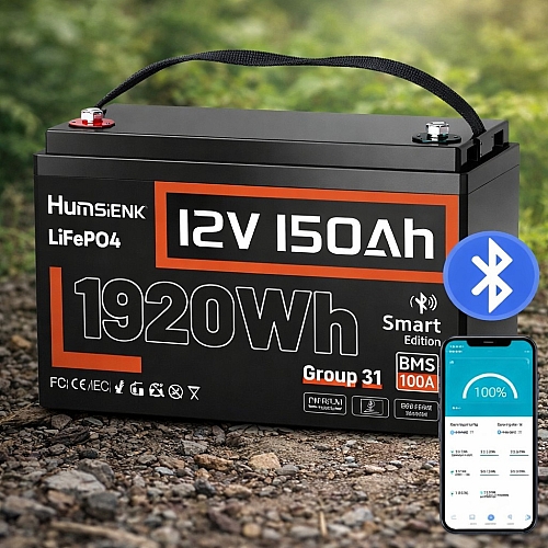 LiFePO4 12V/150Ah Акумулятор Humsienk з BMS, Bluetooth для систем резервного живлення